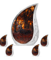Deer Theme Large Urn With 4 Keepsake Urn