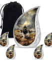 Cowboy Theme Large Urn With 4 Keepsake Urn
