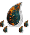Peacock Theme Large Urn With 4 Keepsake Urn