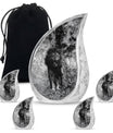 Lion Theme Large Urn With 4 Keepsake Urn
