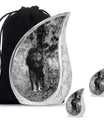 Lion Theme Large Urn With 2 Keepsake Urn