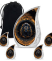 Lion Theme Large Urn With 4 Keepsake Urn