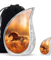 Runing Horse Theme Large Urn With 1 Keepsake Urn