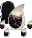 Lotus Theme Large Urn With 4 Keepsake Urn