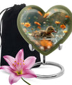 Dawn Flower Duckling - Duck Urn Large Memorial, Funeral Urn For Ashes