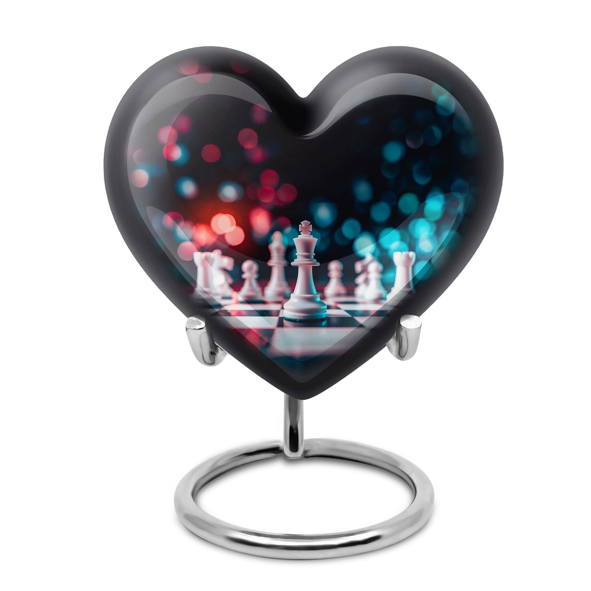 Chess-themed Heart Urn for female