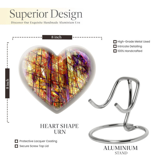 stained glass Heart Urn for humans.