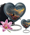 Puffin Bird themed heart cremation urn