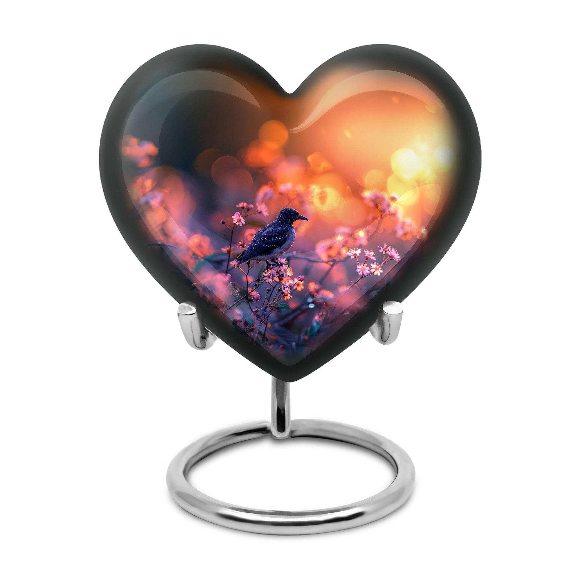 Puffin Bird themed Heart Urn for burial ashes