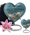 Puffin Bird Heart Urn for adult human ashes.