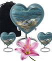 Puffin Bird Heart Urn for adult human ashes.