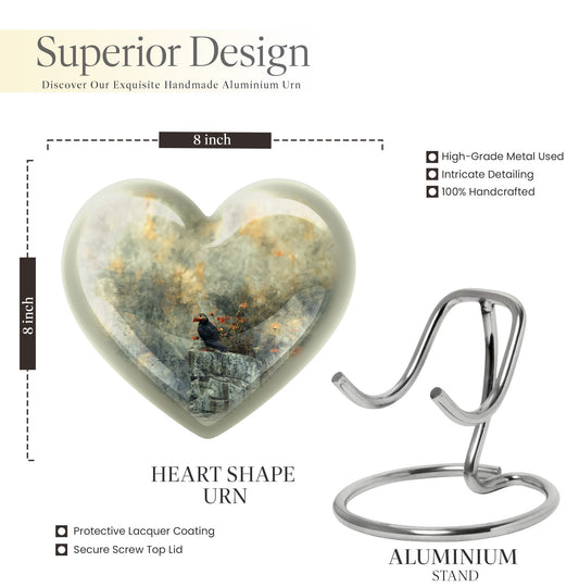 Puffin Bird Heart Design Cremation Urn for Human Ashes