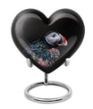 Heart Urn for mom with Puffin Bird design