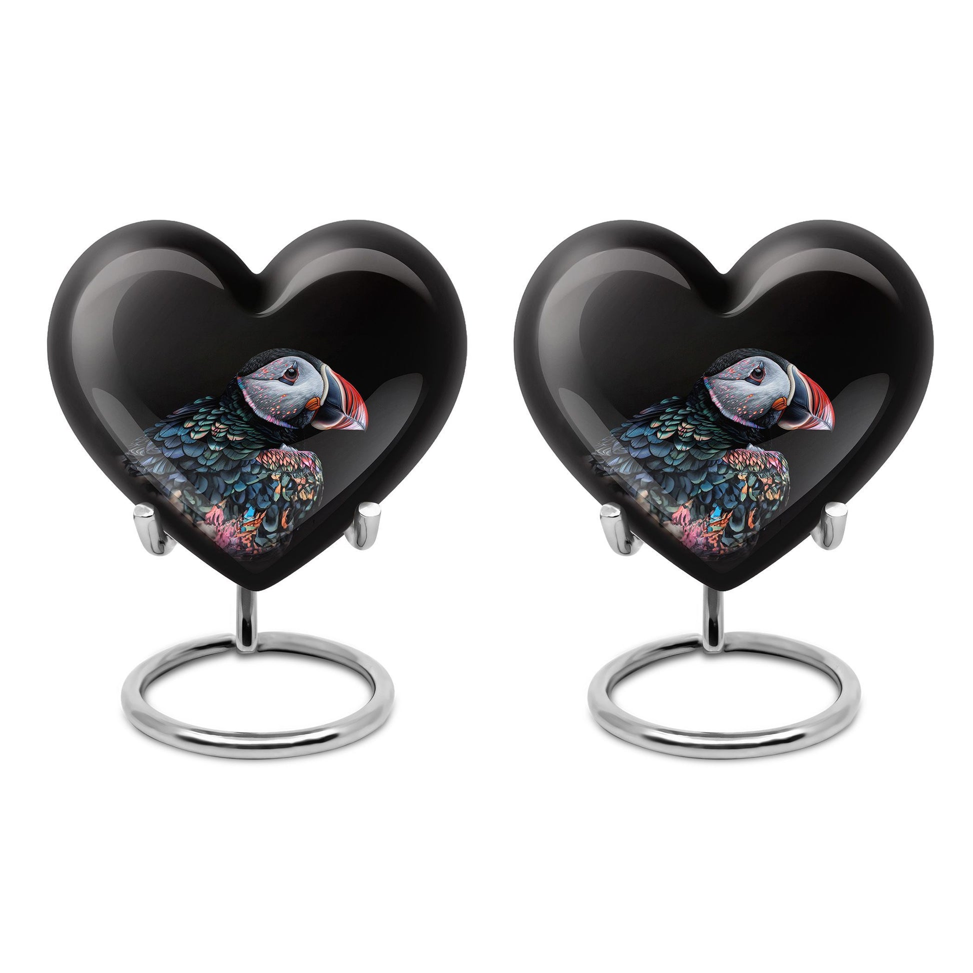 Heart Urn for mom with Puffin Bird design