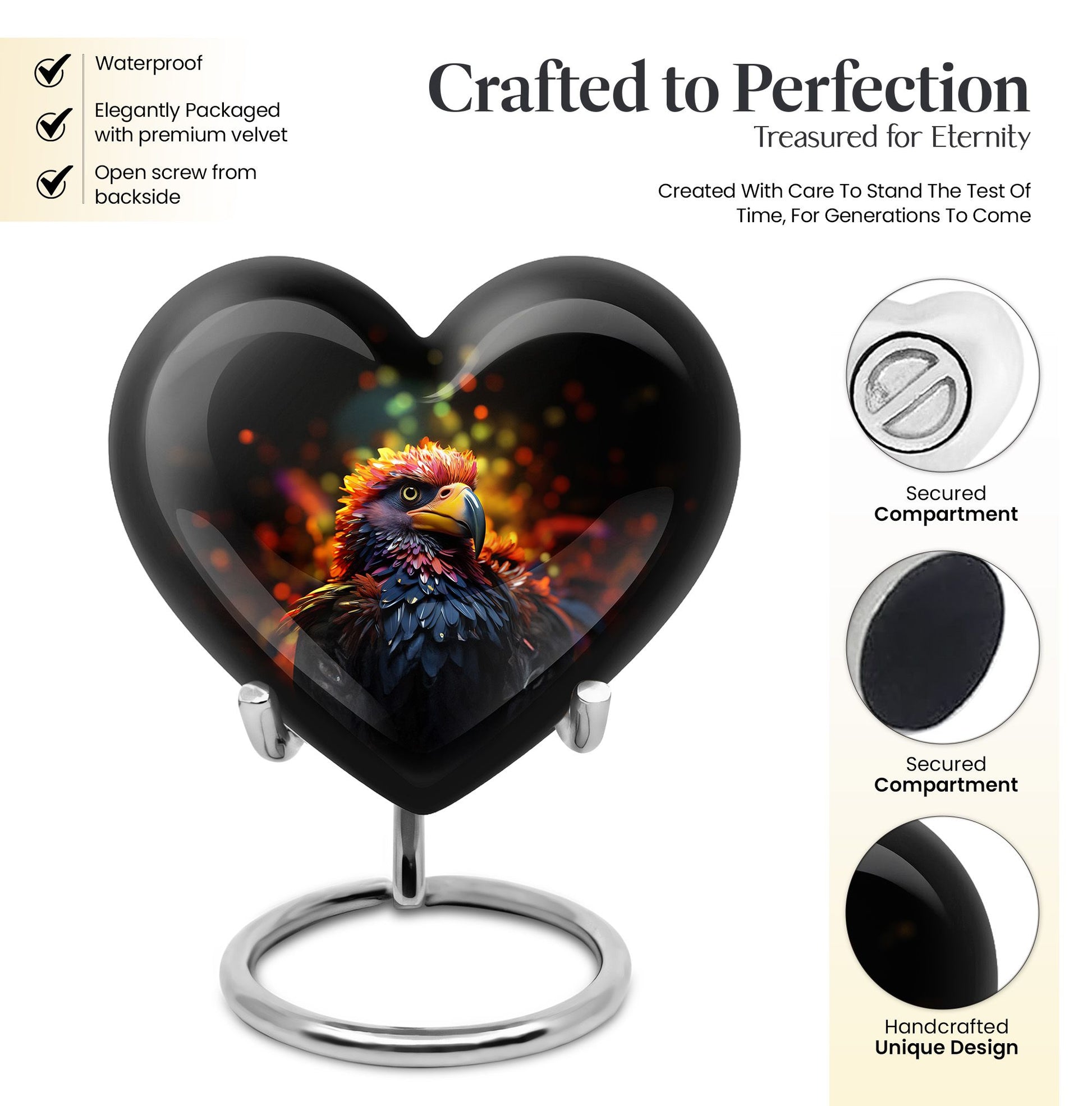 Puffin Bird Themed Heart Urn for adult male ashes