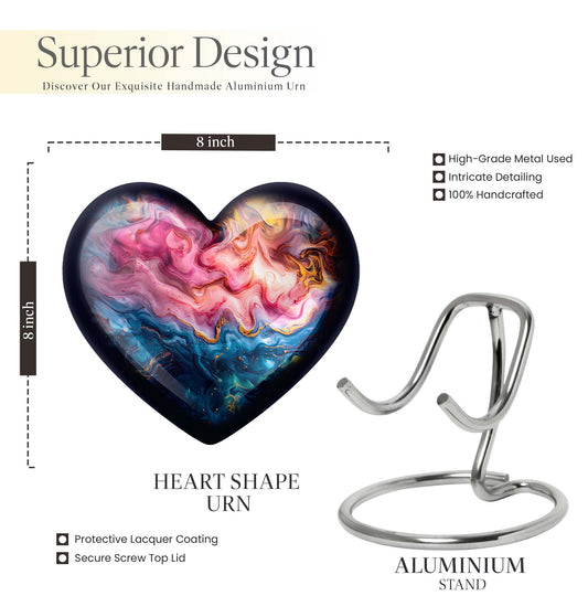 Vibrant Swirl Heart Urn