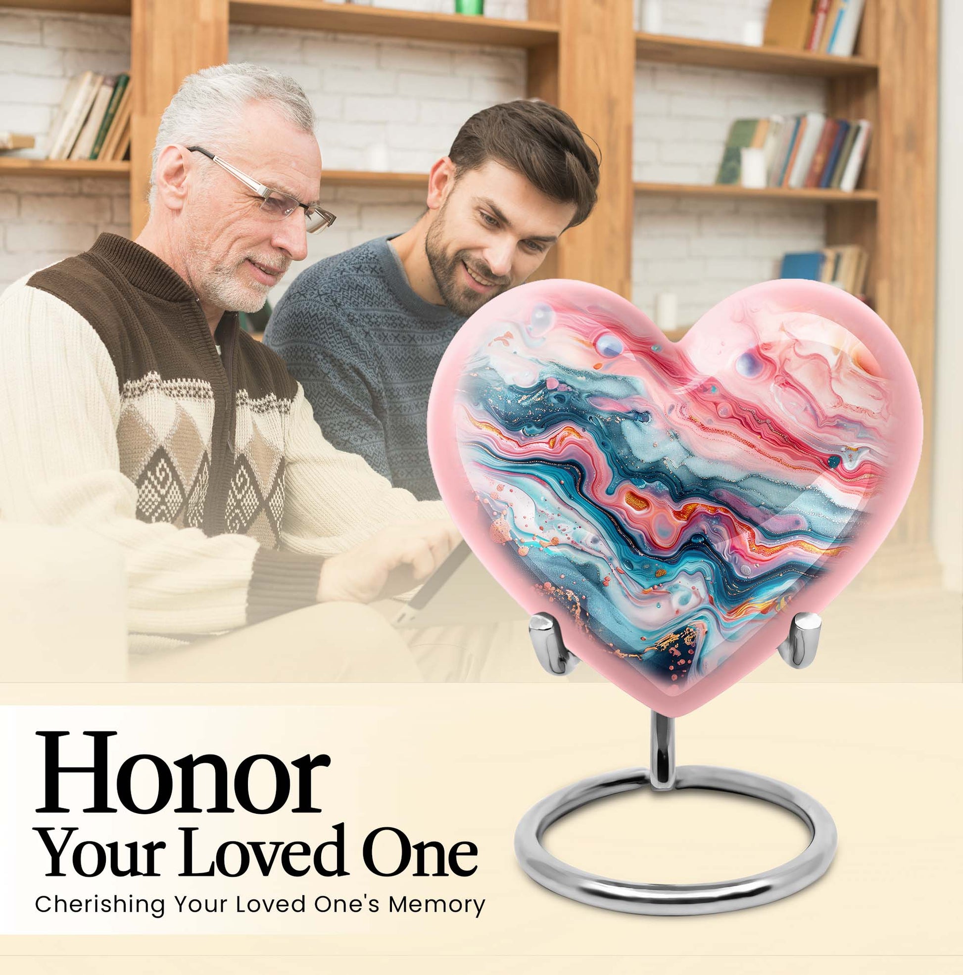 abstract heart cremation urn for dad