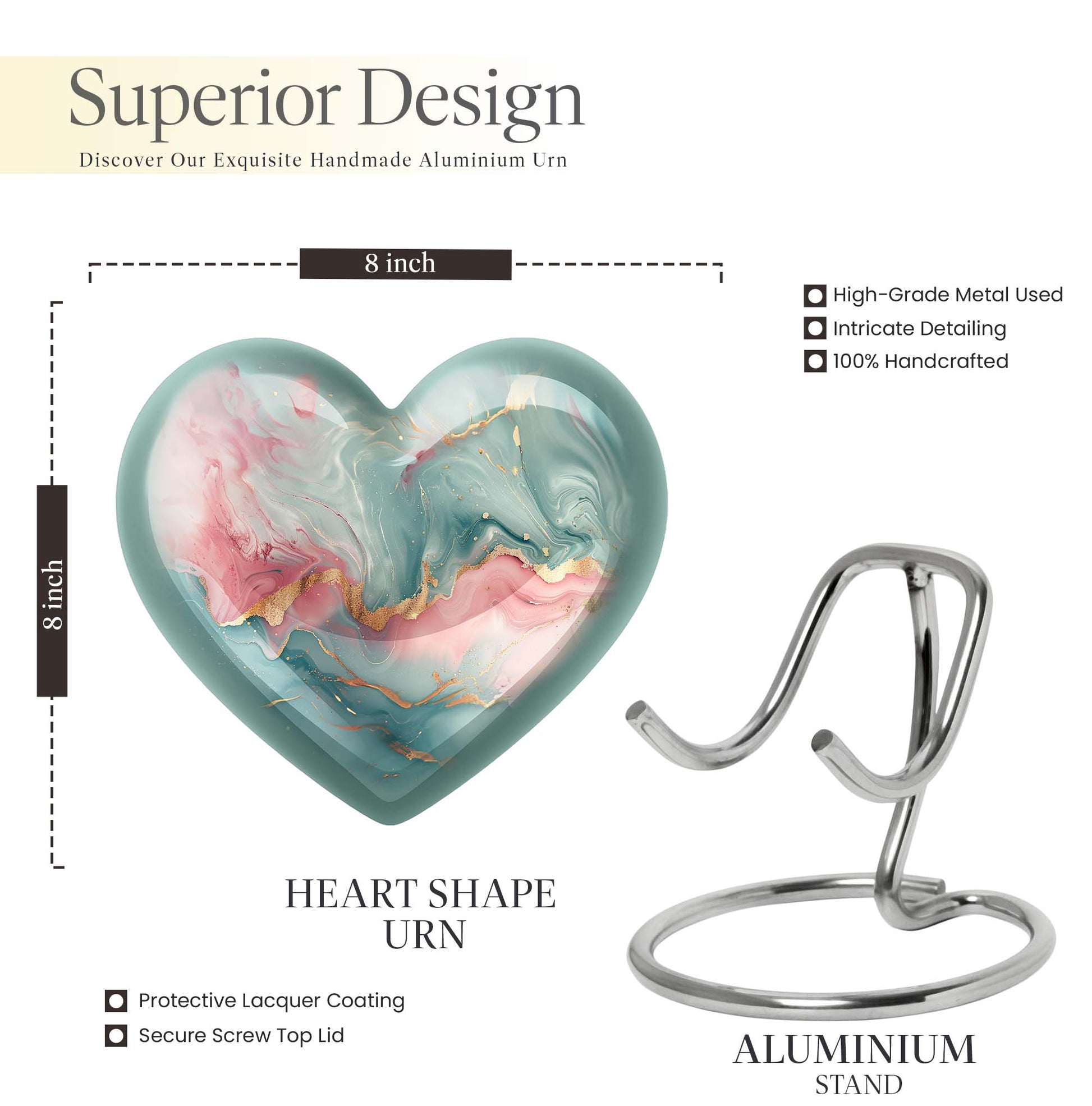 abstract heart design cremation urn for adult male