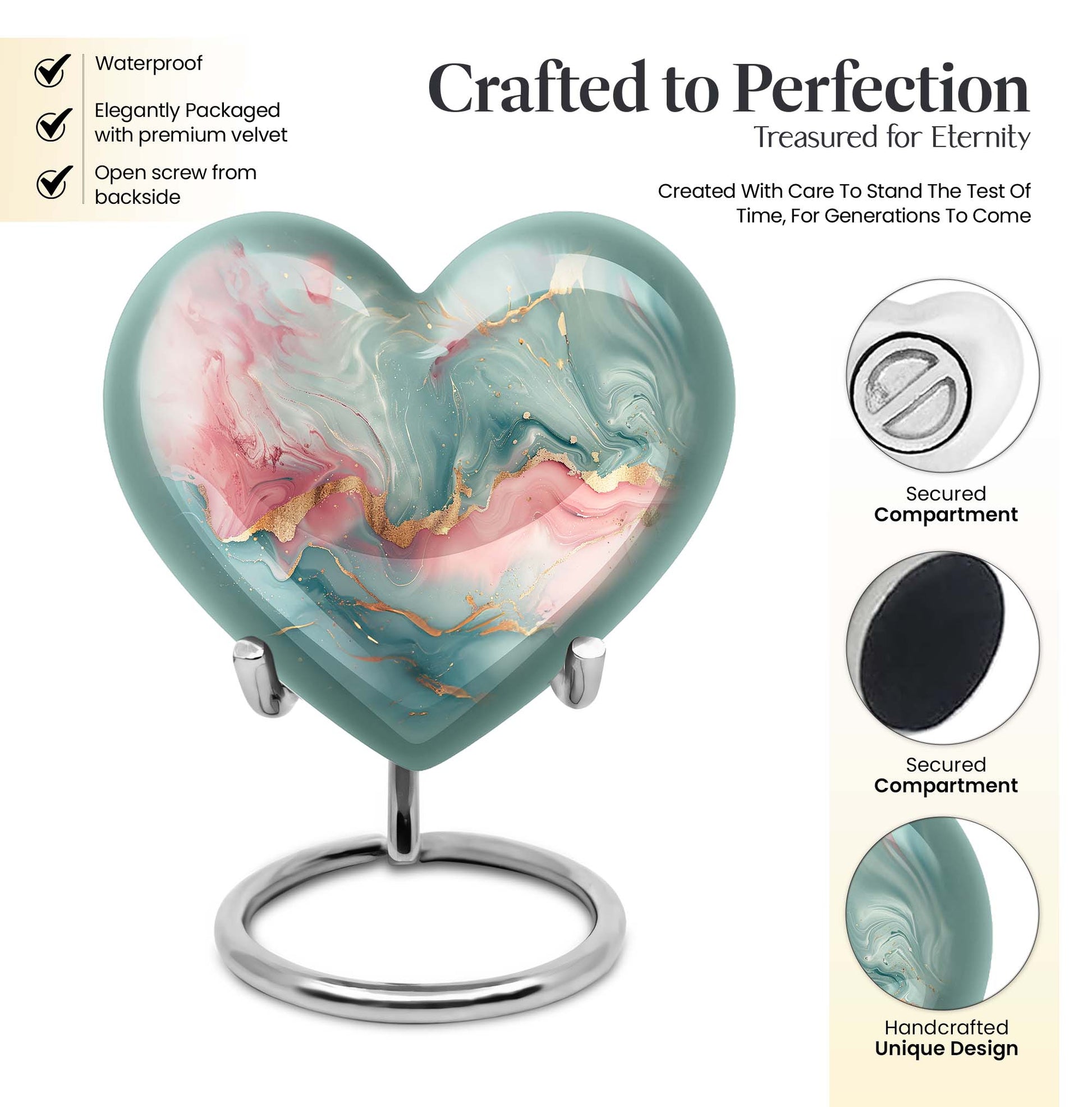 abstract heart design cremation urn for adult male