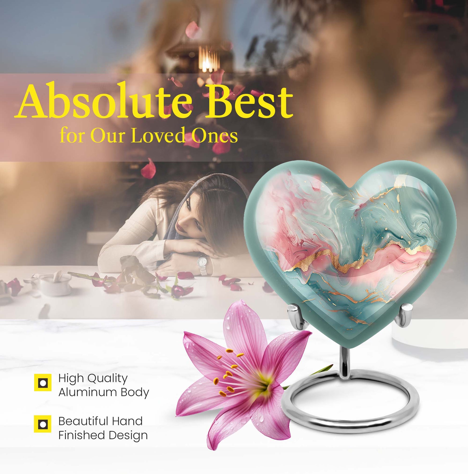 abstract heart design cremation urn for adult male