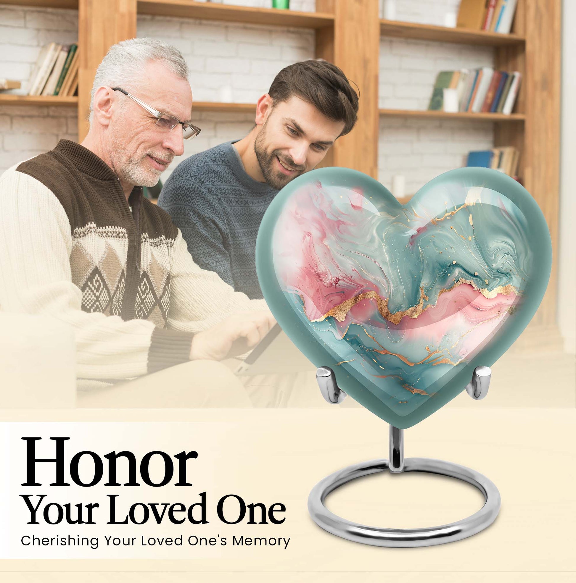 abstract heart design cremation urn for adult male