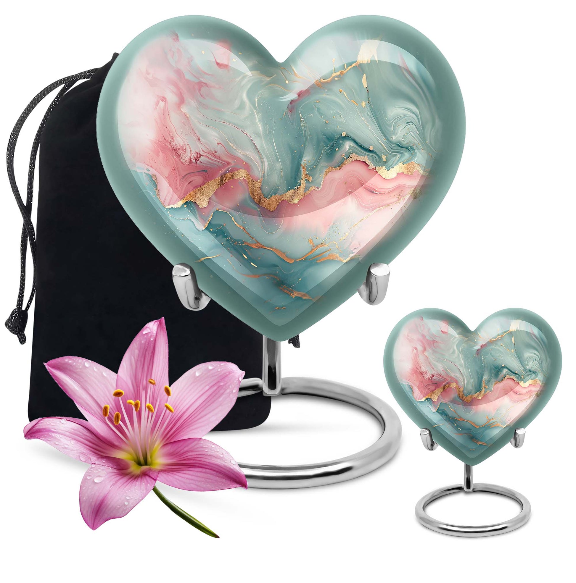 abstract heart design cremation urn for adult male