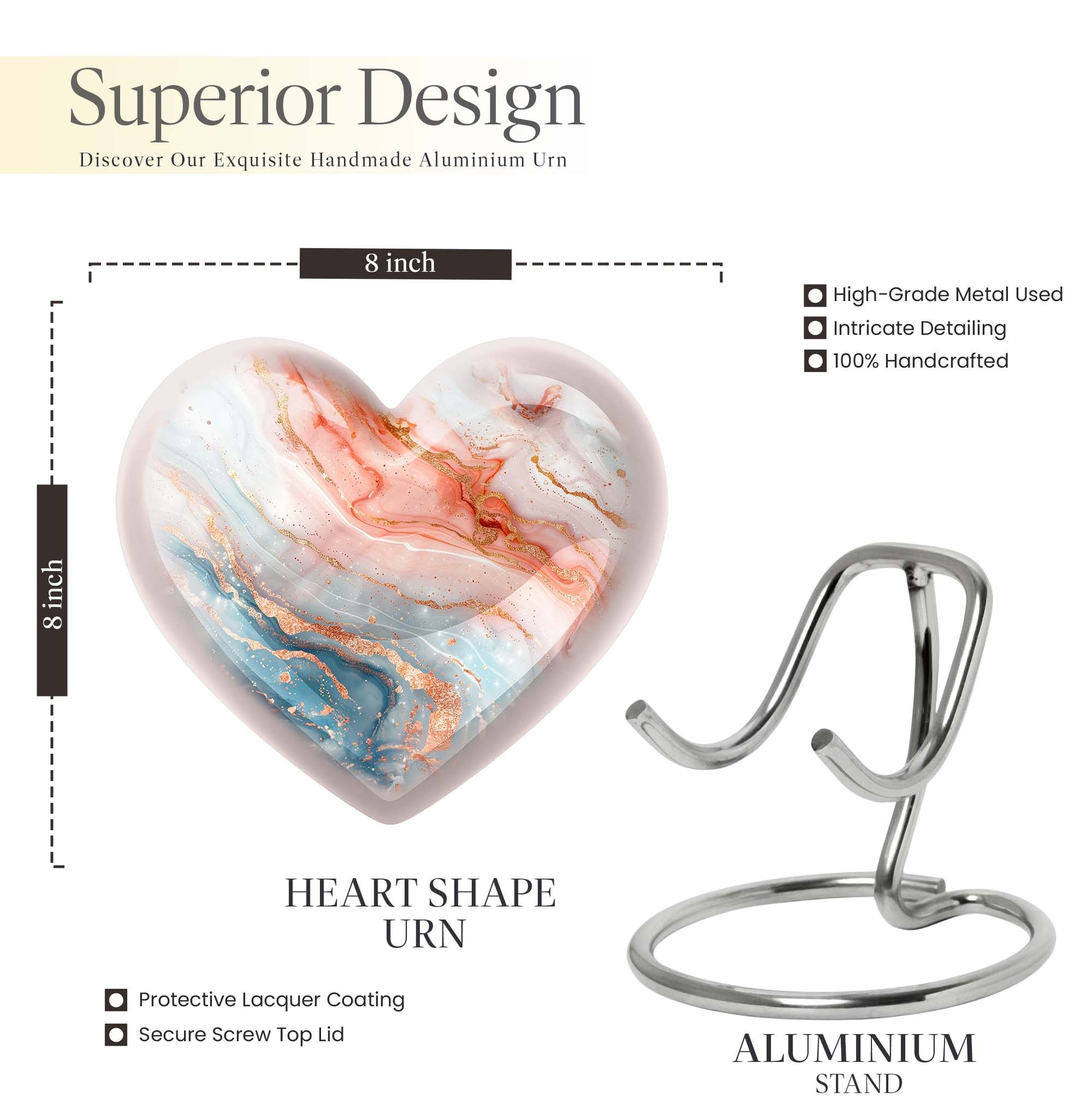 10-Inch Heart-shaped Abstract Urn,