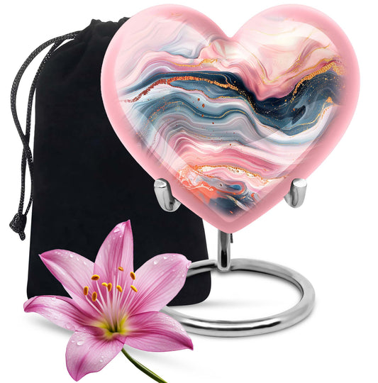 abstract heart urn for female funeral.