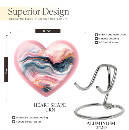 abstract heart urn for female funeral.