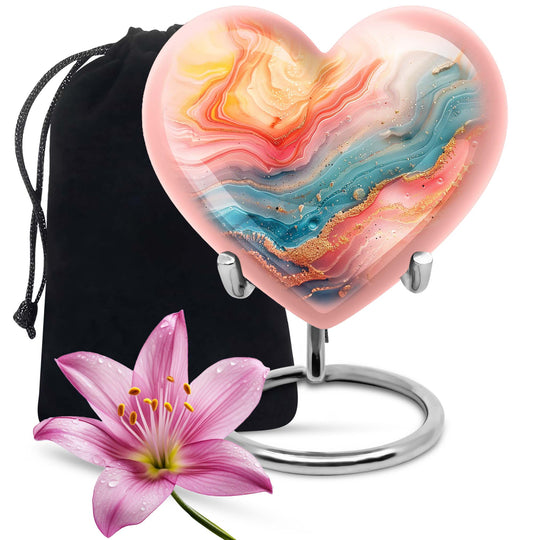 Abstract heart-shaped funeral urn for mom