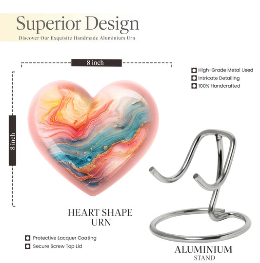 Abstract heart-shaped funeral urn for mom