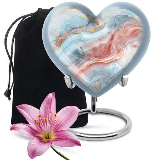 Abstract heart-shaped urn for adult male ashes