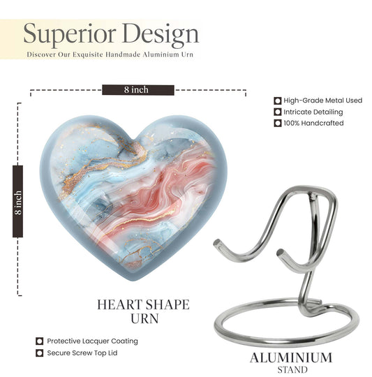 Abstract heart-shaped urn for adult male ashes