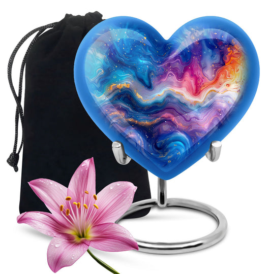 Heart-shaped 10-inch abstract urn for ashes