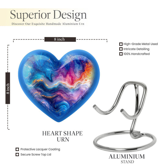 Heart-shaped 10-inch abstract urn for ashes