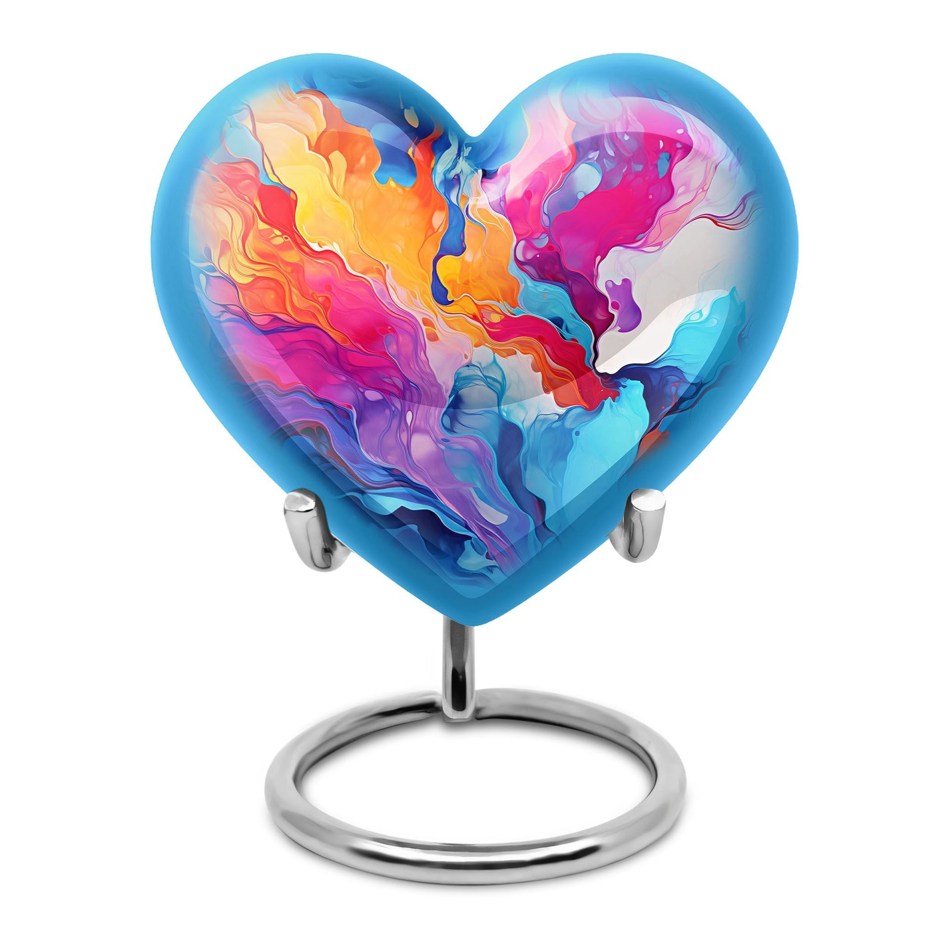 abstract design aluminum heart urn for cremation ashes