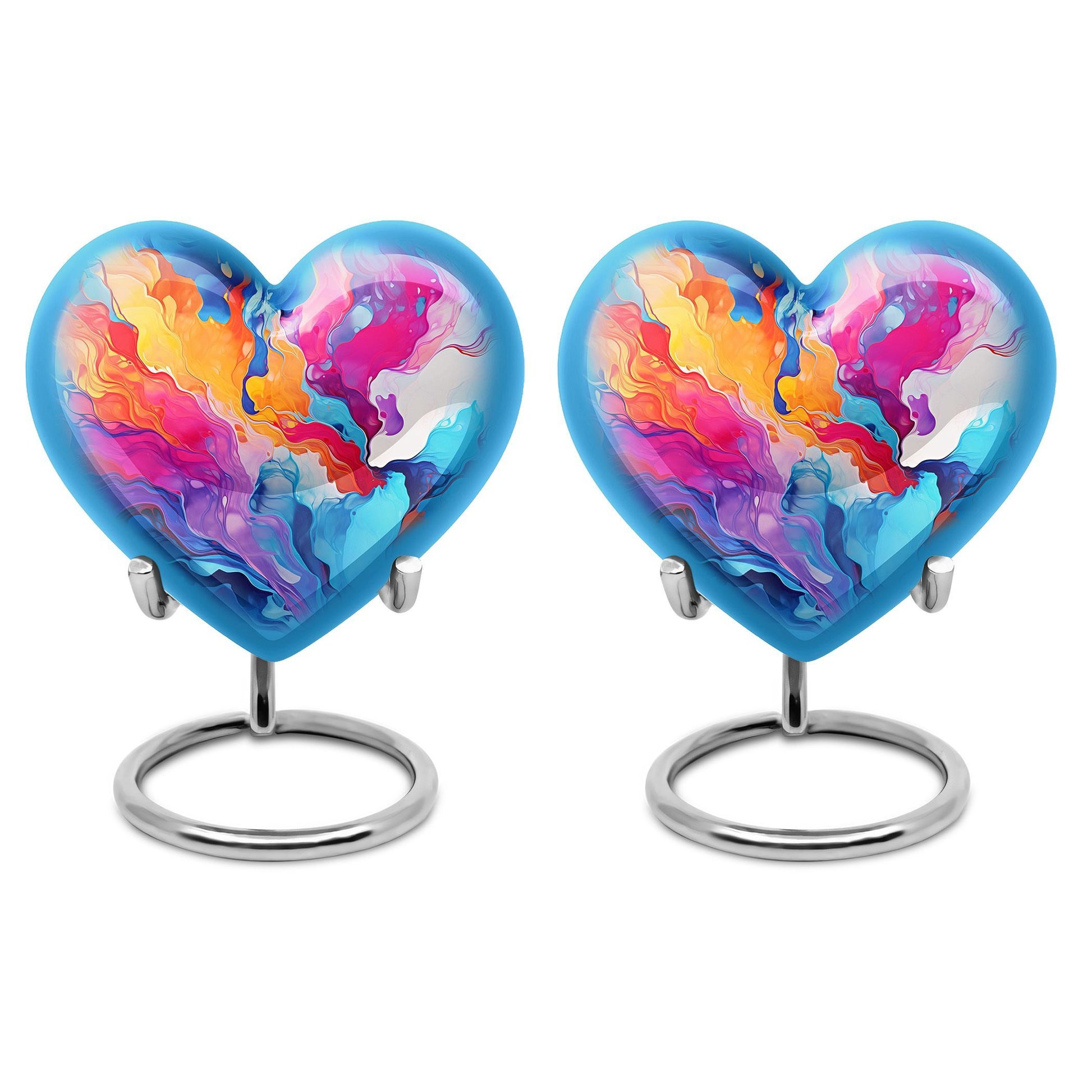 abstract design aluminum heart urn for cremation ashes