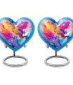 abstract design aluminum heart urn for cremation ashes