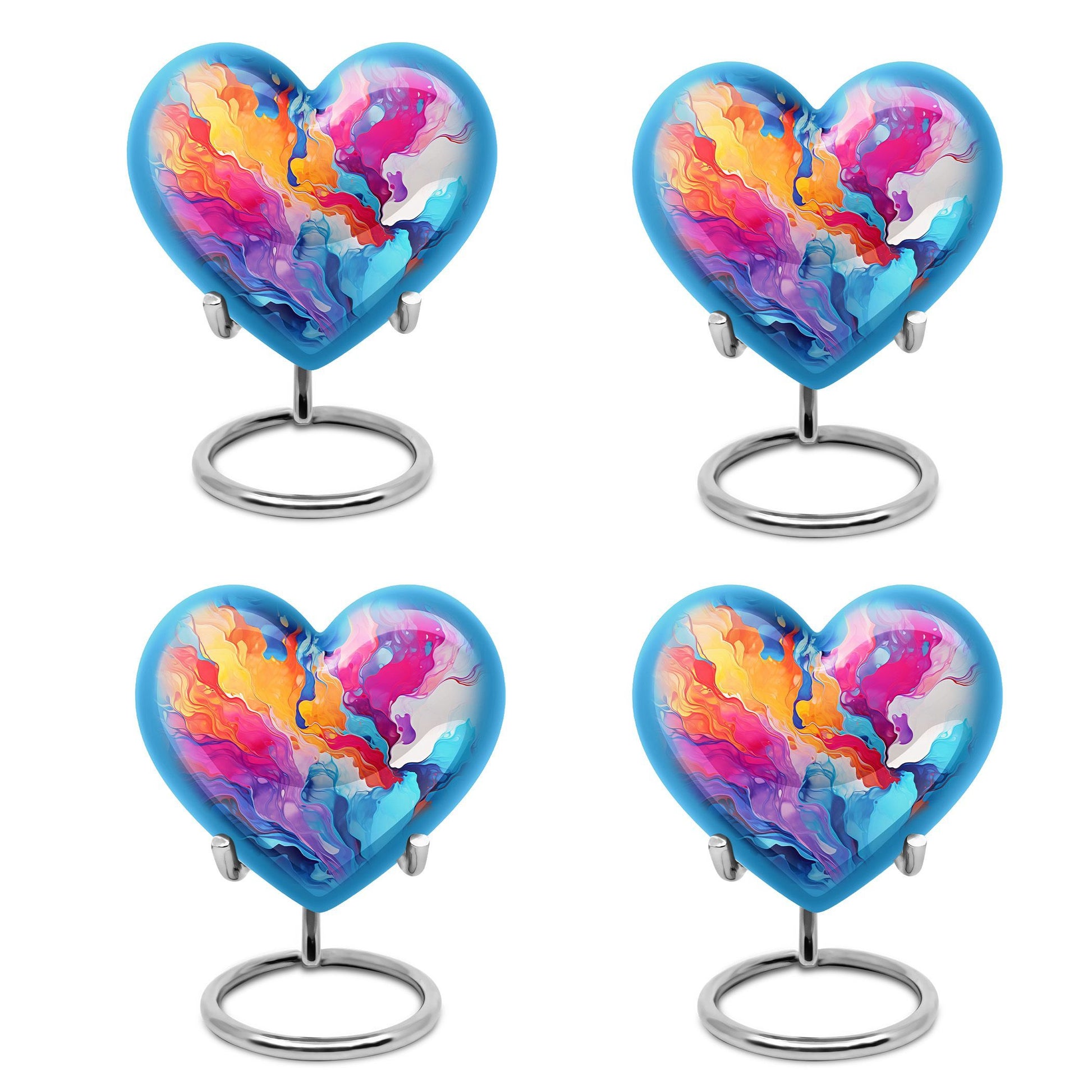 abstract design aluminum heart urn for cremation ashes