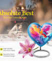 abstract design aluminum heart urn for cremation ashes