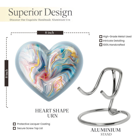 10-inch abstract heart urn for cremation ashes