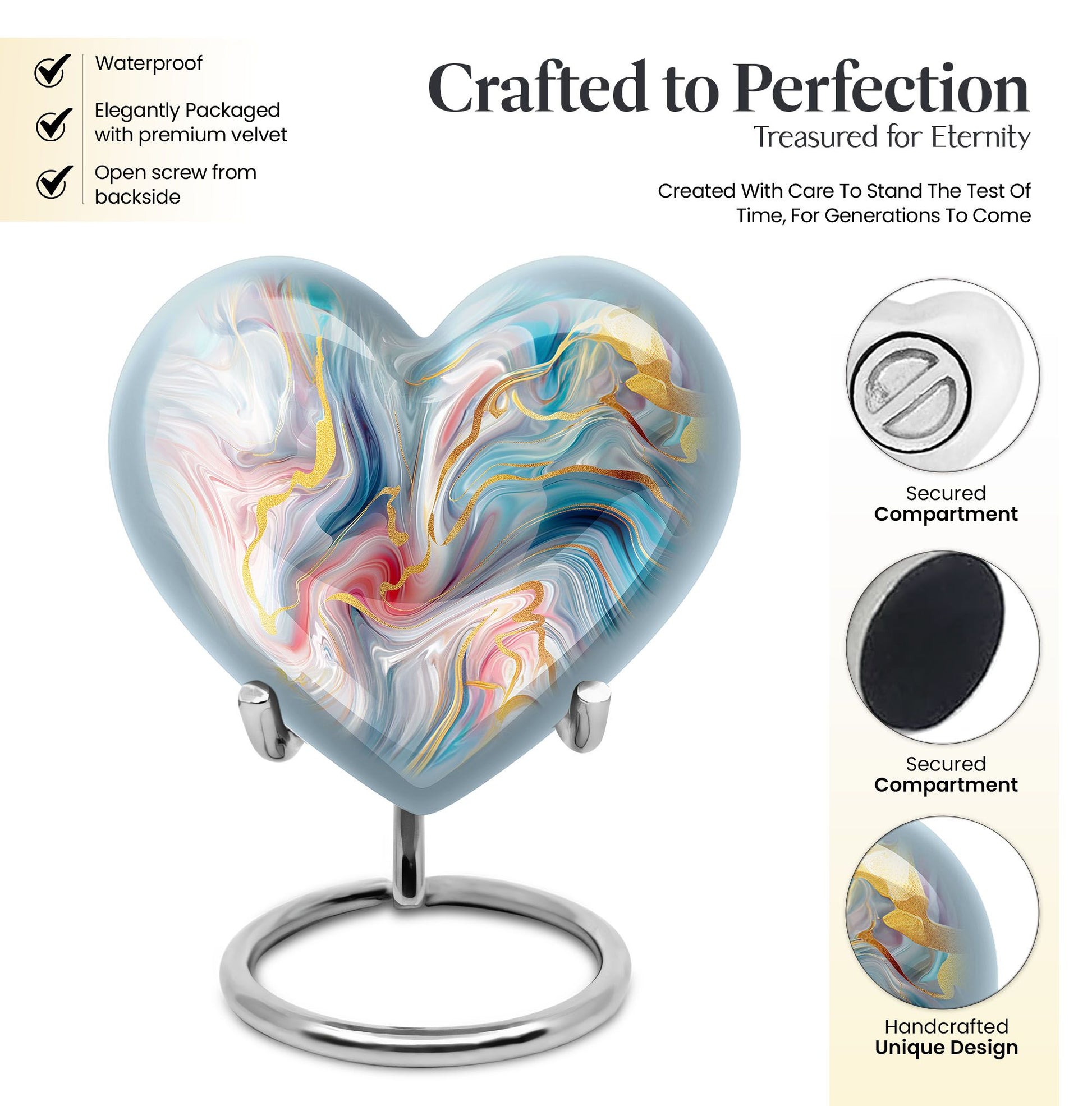 10-inch abstract heart urn for cremation ashes