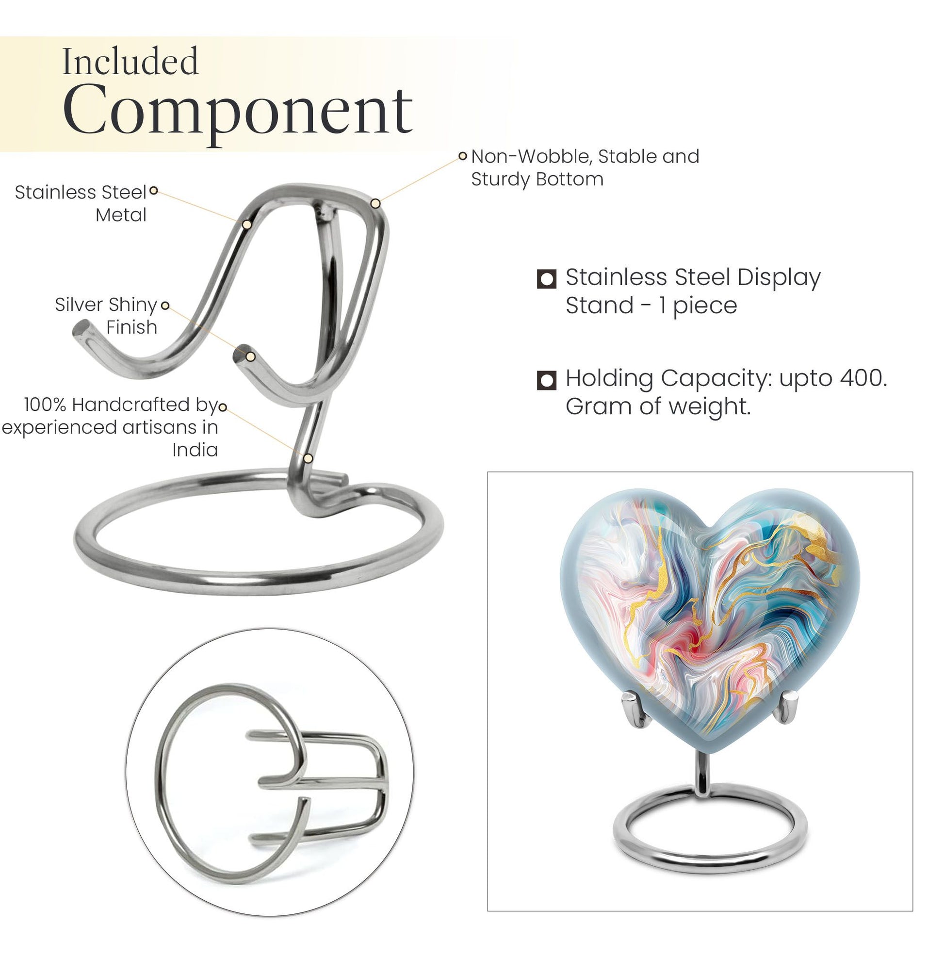 10-inch abstract heart urn for cremation ashes