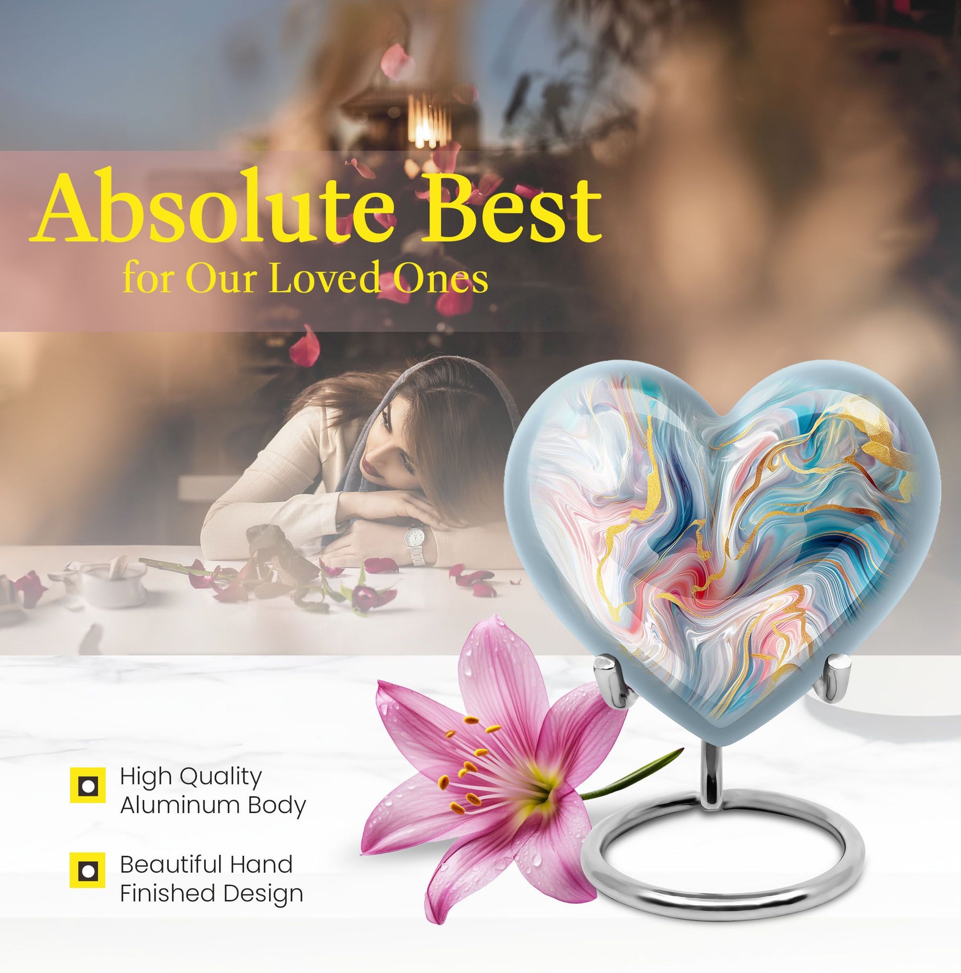 10-inch abstract heart urn for cremation ashes