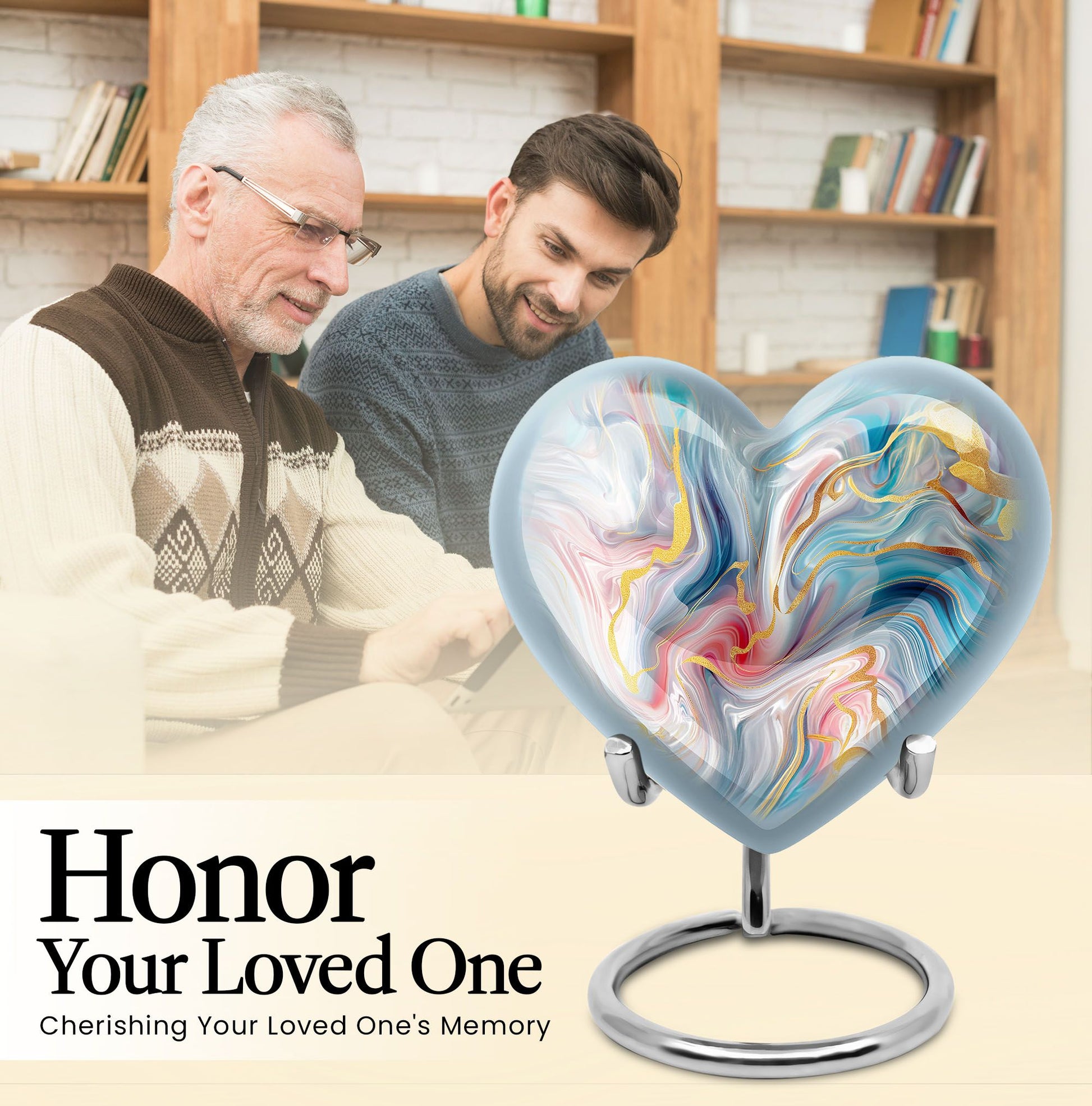 10-inch abstract heart urn for cremation ashes