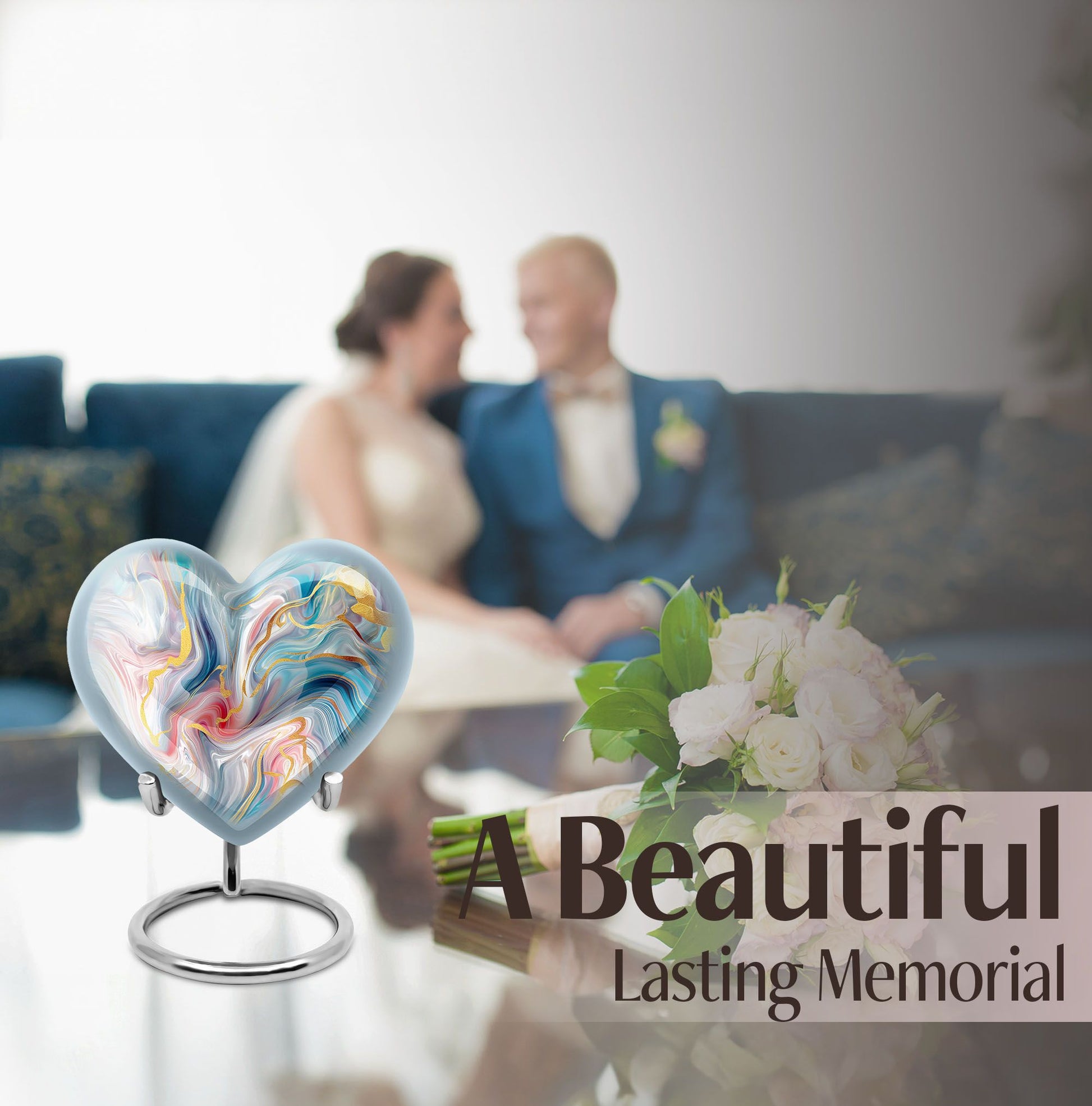 10-inch abstract heart urn for cremation ashes