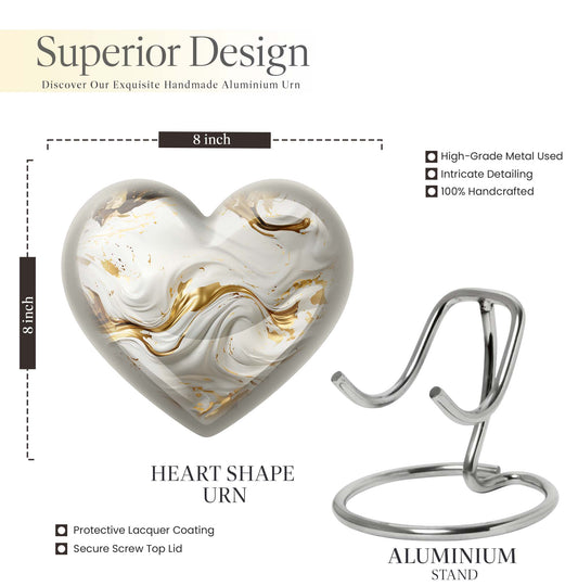 Vibrant Swirl Heart-Shaped Cremation Urn for human ashes