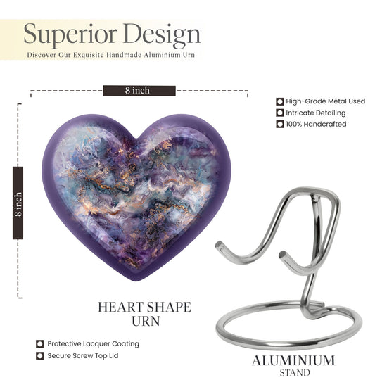 Abstract design heart-shaped colourful swirl urn