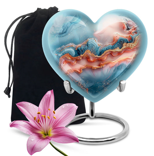 Large 10-inch Abstract Heart Urn for women ashes