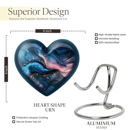 Abstract heart-shaped urn for human ashes